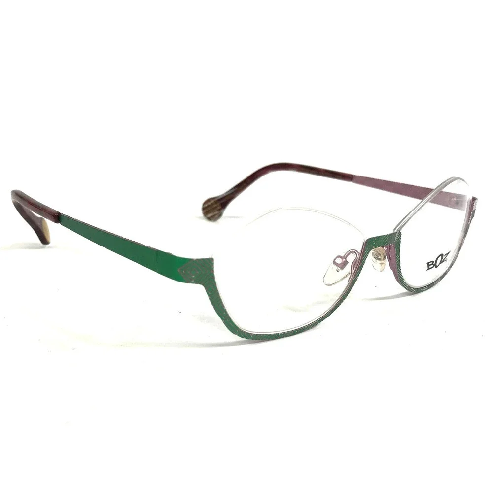 BOZ Eyeglasses Frames WORLD 4082 Green Pink Cat Eye Half Rim 52-17-140